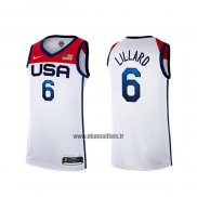 Maillot USA 2021 Damian Lillard NO 6 Blanc