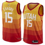 Maillot Utah Jazz Derrick Favors No 15 Ville 2018 Jaune