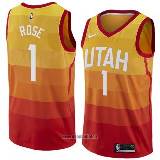 Maillot Utah Jazz Derrick Rose No 1 Ville 2018 Jaune