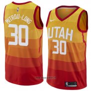 Maillot Utah Jazz Naz Mitrou-long No 30 Ville 2018 Jaune
