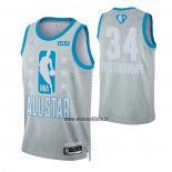 Maillot All Star 2022 Milwaukee Bucks Giannis Antetokounmpo NO 34 Gris