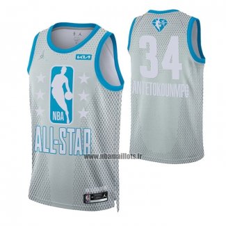 Maillot All Star 2022 Milwaukee Bucks Giannis Antetokounmpo NO 34 Gris