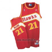 Maillot Atlanta Hawks Dominique Wilkins No 21 Retro Rouge