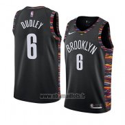 Maillot Brooklyn Nets Jarouge Dudley No 6 Ville 2018-19 Noir