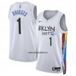 Maillot Brooklyn Nets Mikal Bridges NO 1 Ville 2022-23 Blanc