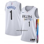 Maillot Brooklyn Nets Mikal Bridges NO 1 Ville 2022-23 Blanc