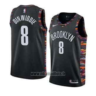 Maillot Brooklyn Nets Spencer Dinwiddie No 8 Ville 2019 Noir