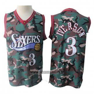 Maillot Camuflaje Philadelphia 76ers Allen Iverson No 3 1996-97 Vert