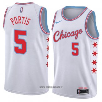 Maillot Chicago Bulls Bobby Portis No 5 Ville 2018 Blanc