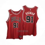 Maillot Chicago Bulls Dennis Rodman NO 91 Icon Authentique Rouge