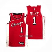 Maillot Chicago Bulls Derrick Rose NO 1 Ville 2021-22 Rouge