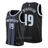 Maillot Detroit Pistons Svi Mykhailiuk No 19 Ville Noir