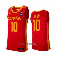 Maillot Espagne Quino Colom No 10 2019 FIBA Baketball World Cup Rouge