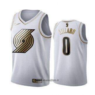 Maillot Golden Edition Portland Trail Blazers Damian Lillard No 3 Blanc