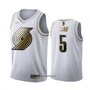 Maillot Golden Edition Portland Trail Blazers Rodney Hood No 5 Blanc