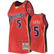 Maillot Golden State Warriors Baron Davis No 5 2009-10 Hardwood Classics Orange