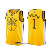 Maillot Golden State Warriors D'angelo Russell NO 1 Earned Jaune
