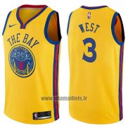 Maillot Golden State Warriors David West No 3 Chinese Heritage Ville 2017-18 Jaune