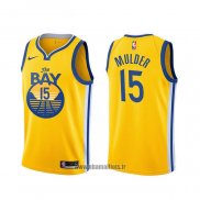 Maillot Golden State Warriors Mychal Mulder NO 15 Statement Jaune