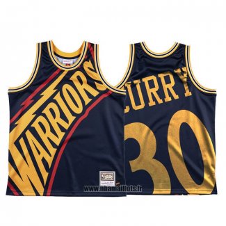 Maillot Golden State Warriors Stephen Curry NO 30 Mitchell & Ness Big Face Bleu