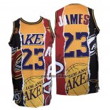 Maillot Los Angeles Lakers LeBron James NO 23 Heat Cavaliers Noir Rouge Jaune