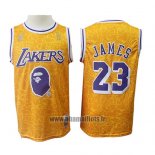 Maillot Los Angeles Lakers Lebron James No 23 Mitchell & Ness Jaune