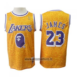 Maillot Los Angeles Lakers Lebron James No 23 Mitchell & Ness Jaune