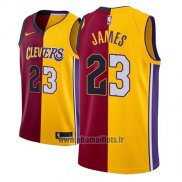Maillot Los Angeles Lakers Lebron James No 23 Split 2018 Or