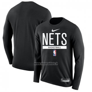 Maillot Manches Longues Brooklyn Nets Practice Performance 2022-23 Noir