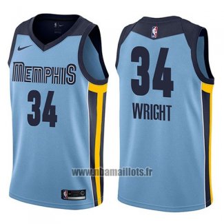 Maillot Memphis Grizzlies Brandan Wright No 34 Statement 2017-18 Bleu