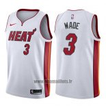 Maillot Miami Heat Dwyane Wade No 3 Association 2017-18 Blanc