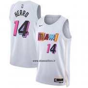 Maillot Miami Heat Tyler Herro NO 14 Ville 2022-23 Blanc