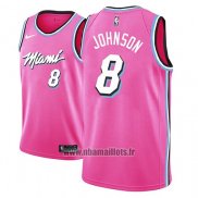 Maillot Miami Heat Tyler Johnson No 8 Earned 2018-19 Rosa