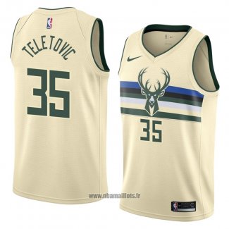 Maillot Milwaukee Bucks Mirza Teletovic No 35 Ville 2018 Crema