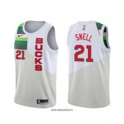 Maillot Milwaukee Bucks Tony Snell No 21 Earned Edition Blanc