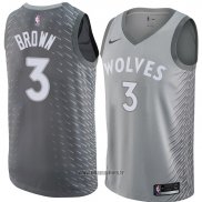 Maillot Minnesota Timberwolves Anthony Brown No 3 Ville 2018 Gris