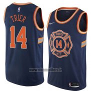 Maillot New York Knicks Allonzo Trier No 14 Ville 2018 Bleu