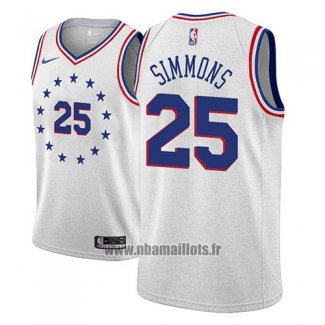 Maillot Philadelphia 76ers Ben Simmons No 25 Earned 2018-19 Gris