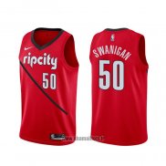 Maillot Portland Trail Blazers Caleb Swanigan NO 50 Earned Rouge