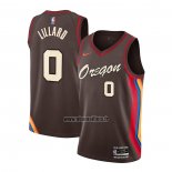 Maillot Portland Trail Blazers Damian Lillard No 0 Ville 2020-21 Marron