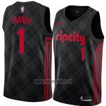 Maillot Portland Trail Blazers Evan Turner No 1 Ville 2018 Noir