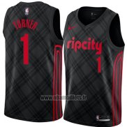 Maillot Portland Trail Blazers Evan Turner No 1 Ville 2018 Noir