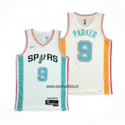 Maillot San Antonio Spurs Tony Parker NO 9 Ville 2021-22 Blanc