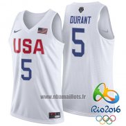 Maillot USA 2016 Kevin Durant No 5 Blanc