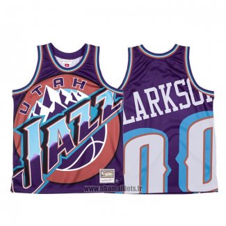 Maillot Utah Jazz Jordan Clarkson NO 0 Mitchell & Ness Big Face Volet