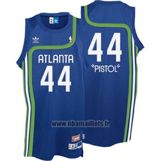 Maillot Atlanta Hawks Pistol Pete No 44 Retro Bleu