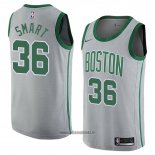 Maillot Boston Celtics Marcus Smart No 36 Ville 2018 Gris