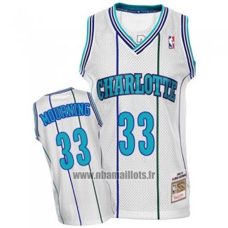 Maillot Charlotte Hornets Alonzo Mourning No 33 Retro Blanc