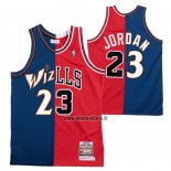 Maillot Chicago Bulls Washington Wizards Michael Jordan NO 23 Split Bleu Rouge