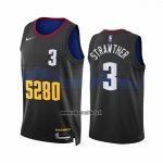 Maillot Denver Nuggets Julian Strawther NO 3 Ville 2023-24 Noir